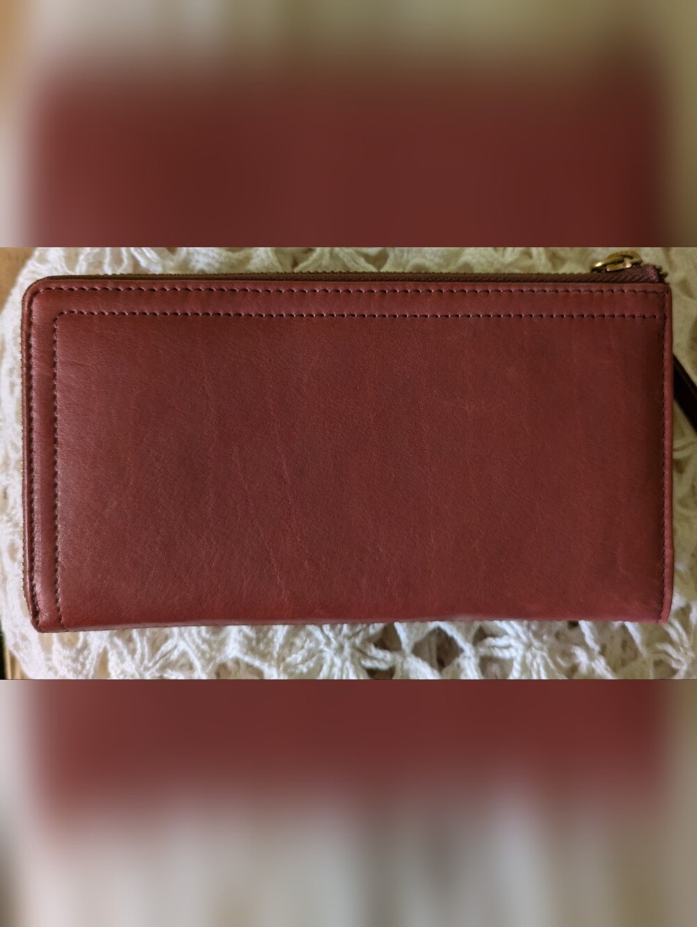 Margot Leather Zip Around Wallet Wristlet in Dark Brown - Picture 2 of 4